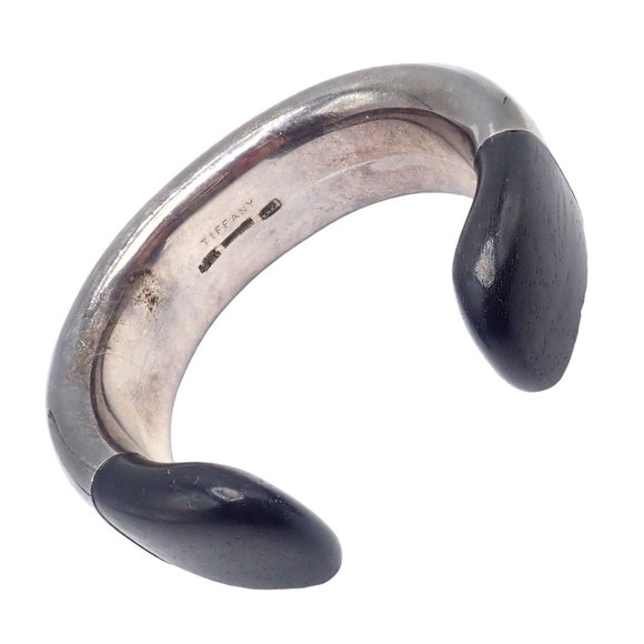 Vintage Tiffany & Co Sterling Silver Andreas Mikkelson Ebony Wood Cuff Bracelet - Picture 8 of 8